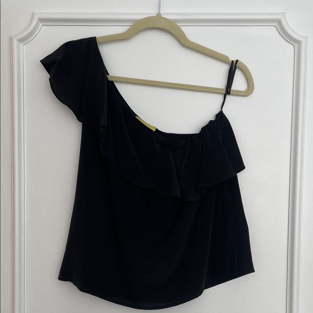Maeve Black One-Shoulder Ruffle Women's Top